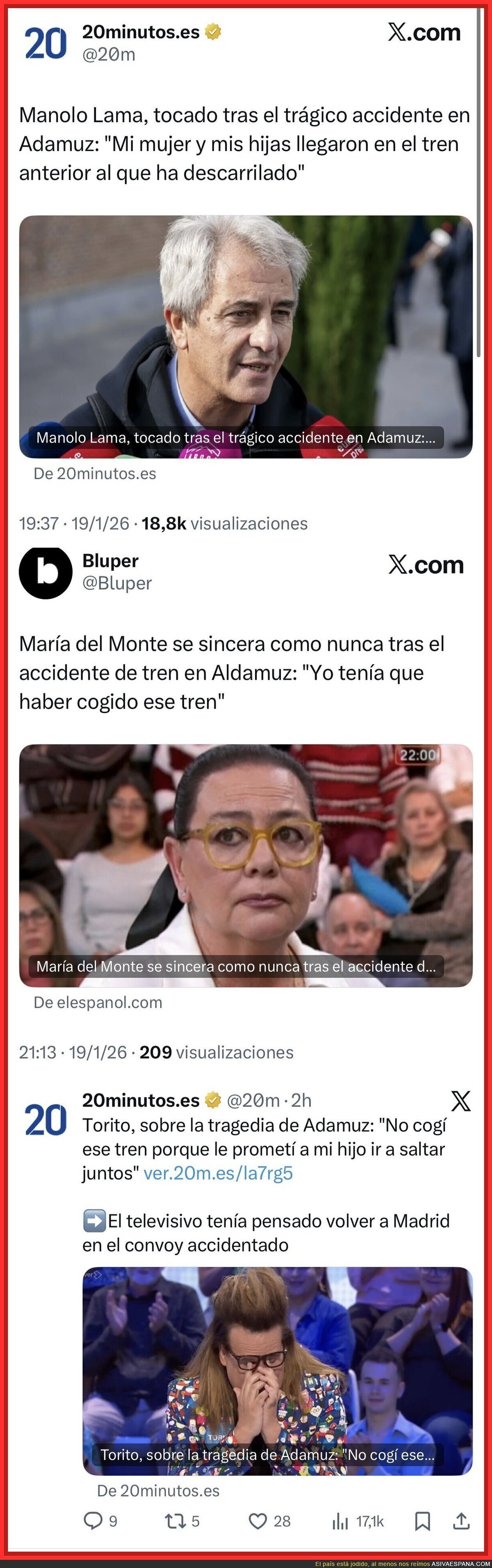 A ver que famoso da m&aacute;s verg&uuml;enza ajena con el accidente ferroviario en Adamuz