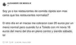 Lo de &ldquo;comida r&aacute;pida&rdquo; era porque se te va el sueldo en 30 segundos
