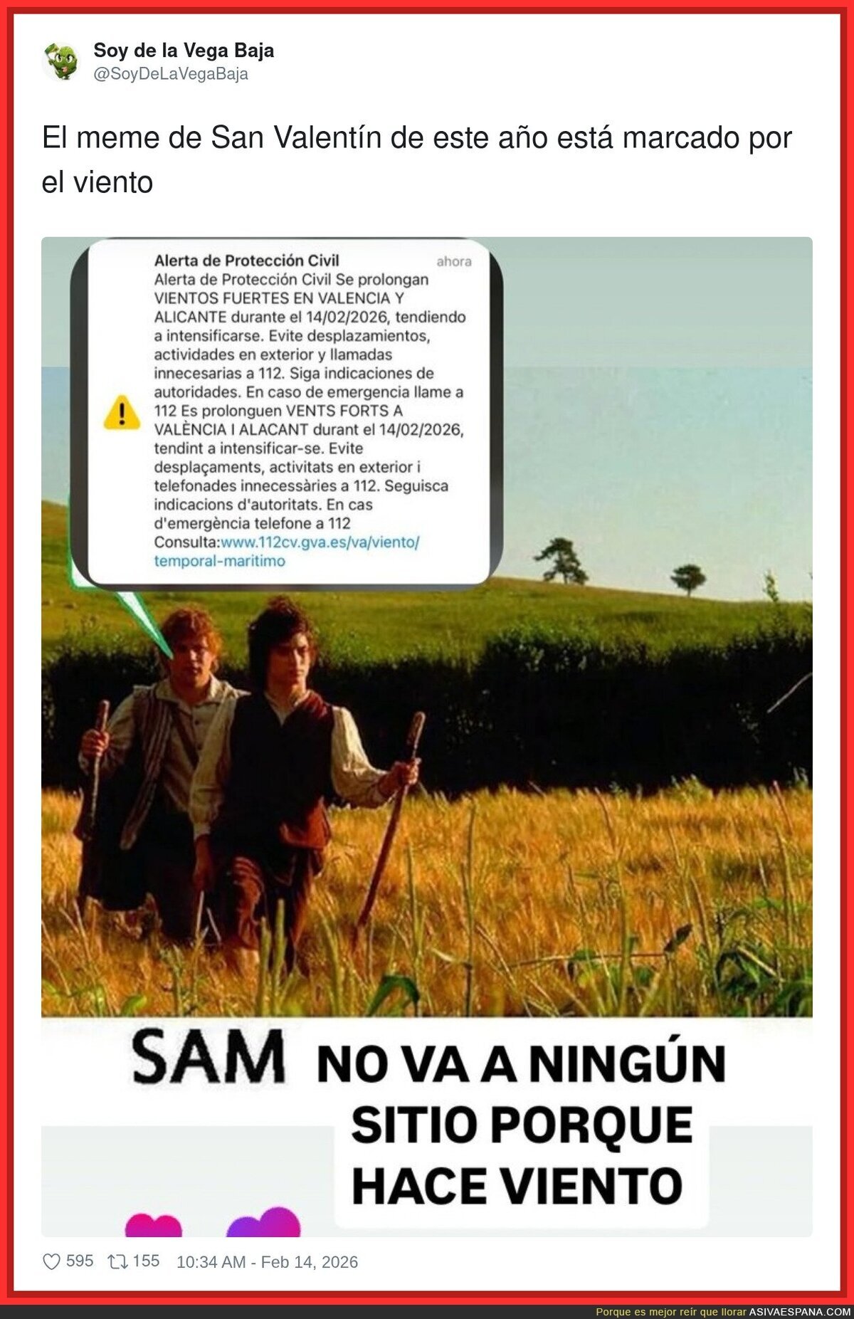 El meme de San Valent&iacute;n de este a&ntilde;o est&aacute; marcado por el viento
