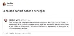 Horario partido: trabajas todo el d&iacute;a y descansas lo justo para volver a currar