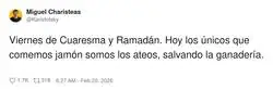Hoy el jam&oacute;n es oficialmente ateo: lo dice el calendario