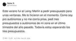 Es imposible que un aut&oacute;nomo te d&eacute; un presupuesto a tiempo