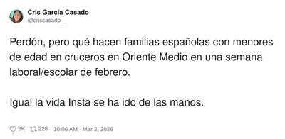 Yo pidiendo un d&iacute;a por el dentista y la pe&ntilde;a de crucero en Oriente Medio un martes de febrero