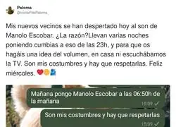 Si t&uacute; pones cumbia a las 23:00, yo pongo Manolo Escobar a las 6:50: aqu&iacute; se negocia en decibelios