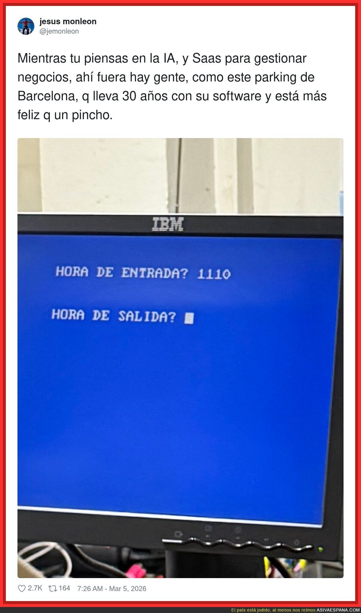 Mientras t&uacute; metes IA hasta en la tostadora, el parking sigue facturando en MS-DOS y tan pancho