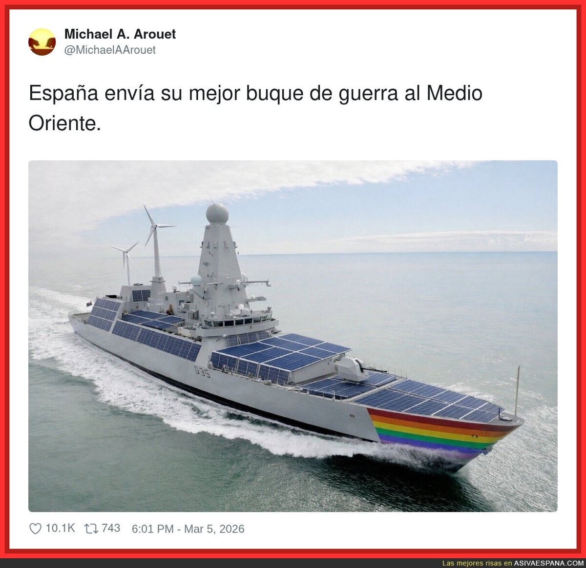 Buque de guerra con el arco&iacute;ris activado