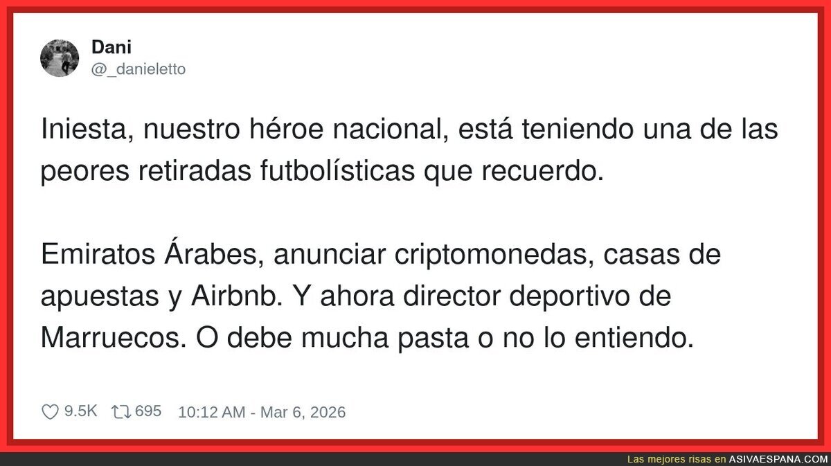 Iniesta ha pasado de marcar en una final a hacer side quests de patrocinio