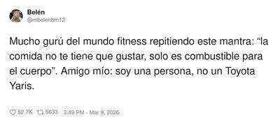 Si la comida es &ldquo;solo combustible&rdquo;, entonces que me pongan 98 y una tapa, gracias