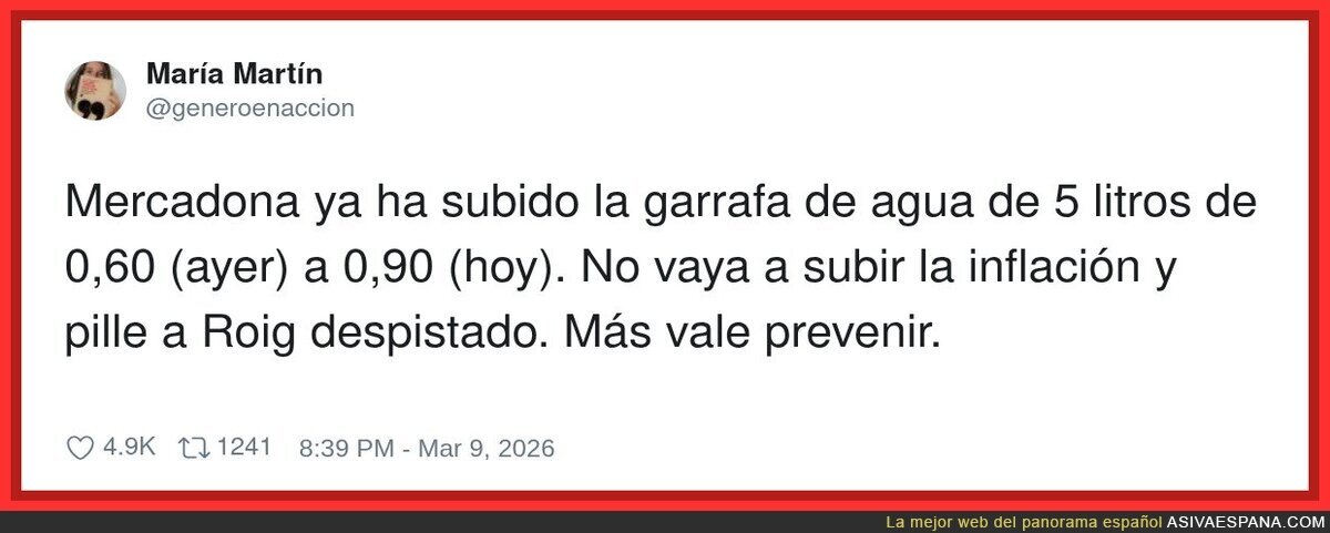Mercadona subiendo el agua: ya ni la sed es low cost