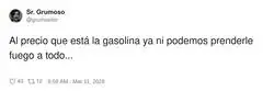 Al precio que est&aacute; la gasolina, si quiero liarla tengo que pedir un Bizum primero