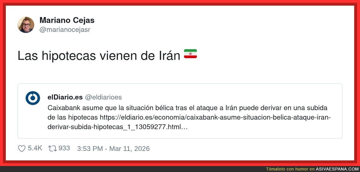 En la vida hay dos certezas: la muerte y que cualquier guerra te sube la hipoteca