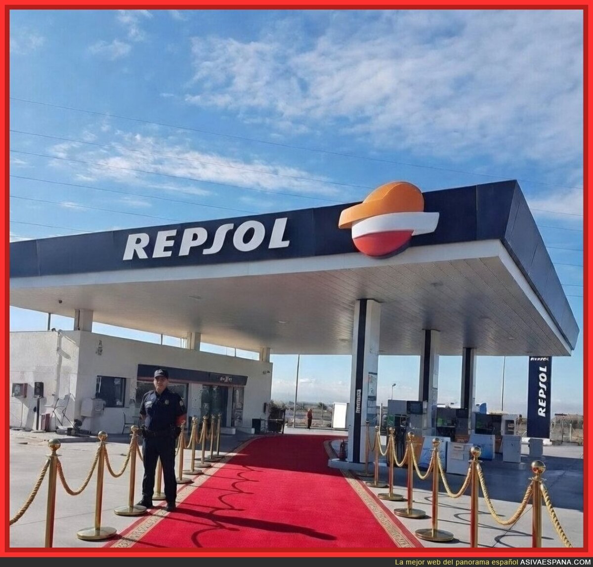 Alfombra roja para entrar en la gasolinera