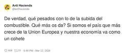S&iacute;, como un cohete&hellip; pero el m&iacute;o va a pedales porque no me llega para gasolina