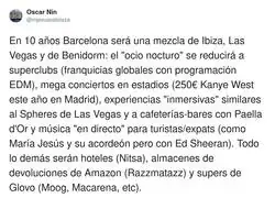 Barcelona en 2036: parque tem&aacute;tico con alquiler por minutos y paella con patrocinio de Glovo