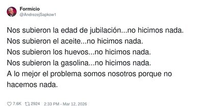 Nos lo suben todo y seguimos diciendo &ldquo;bueno, mientras no sea a m&iacute;&rdquo;