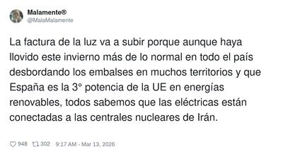 Da igual que llueva oro: la luz sube porque s&iacute;, y gracias por preguntar