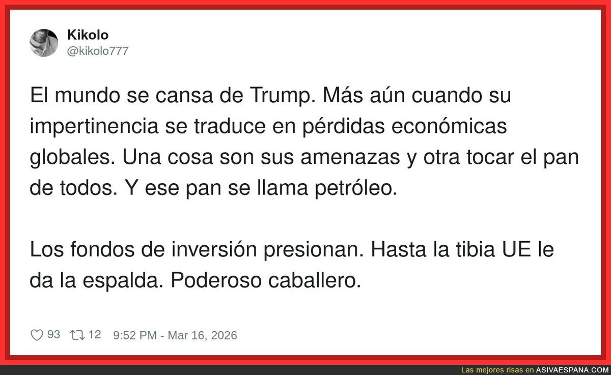 Hasta la UE se pone seria cuando le tocas la gasolina: milagro