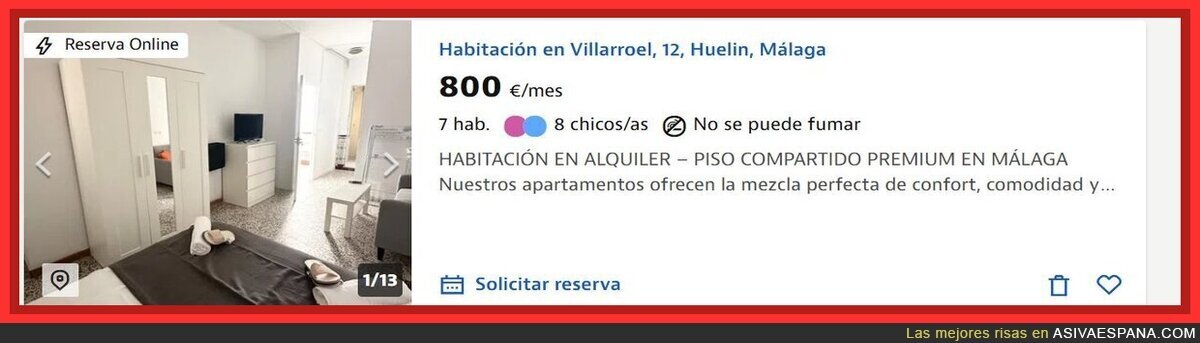 800&euro; al mes habitaci&oacute;n en M&aacute;laga: no alquilas una habitaci&oacute;n, alquilas una ilusi&oacute;n