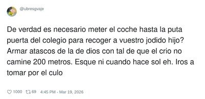 Luego que por qu&eacute; tu hijo se ahoga subiendo unas escaleras: lo llevas en coche hasta el pupitre