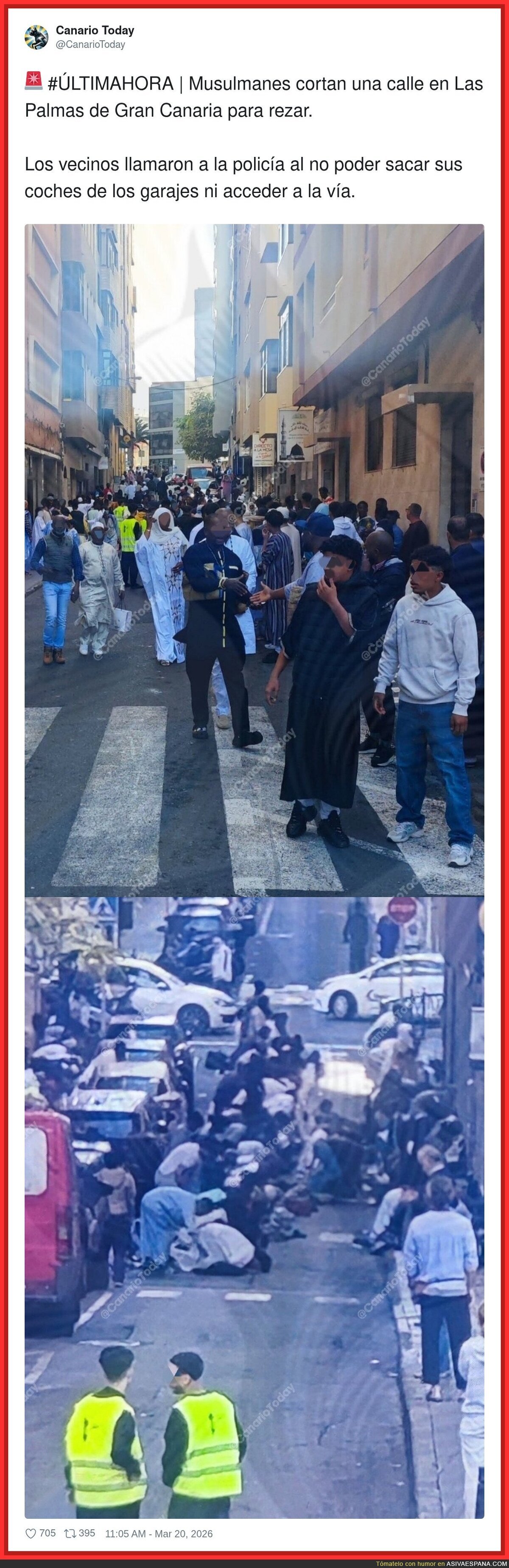 Cuando reservan la calle para rezar y a ti te toca rezar para sacar el coche del garaje