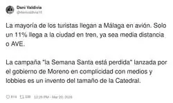 Si el 89% viene en avi&oacute;n, igual el problema no es la Semana Santa&hellip; es Renfe