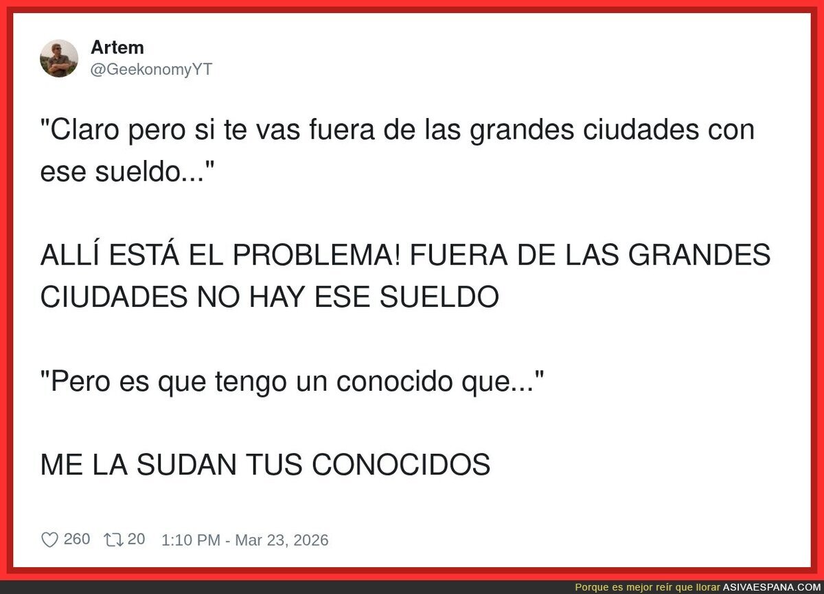 La soluci&oacute;n de la gente: m&uacute;date. El detalle sin importancia: que el curro tambi&eacute;n se queda en la ciudad