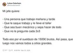 Busco empleado: jornada completa, mec&aacute;nico, recadero y adivino&hellip; sueldo de becario premium
