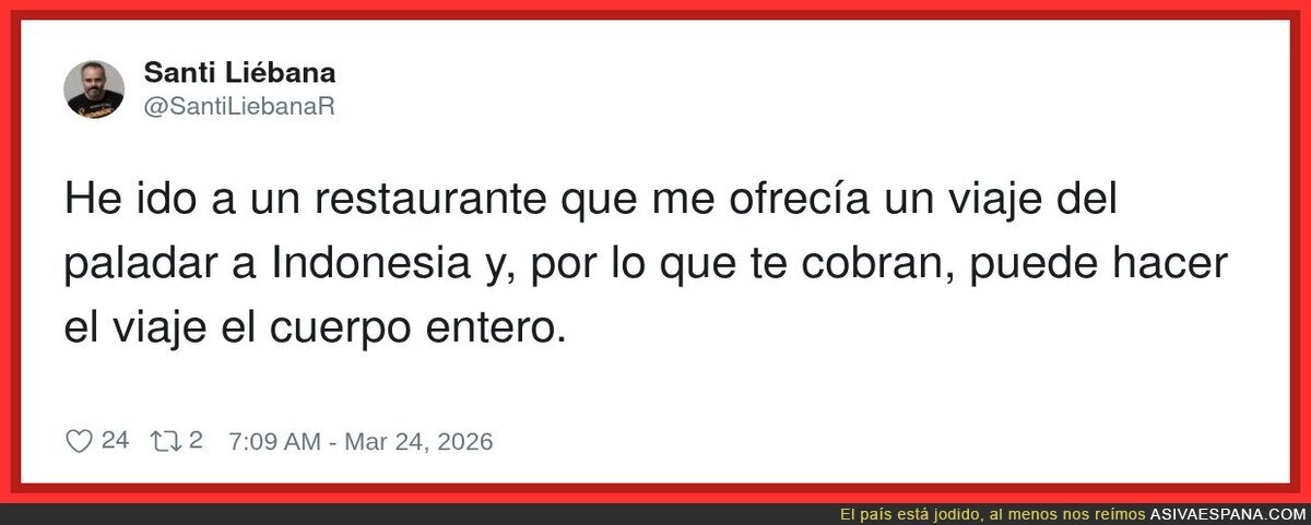 Era &ldquo;viaje del paladar&rdquo; y me han cobrado el billete de ida y vuelta del cuerpo entero