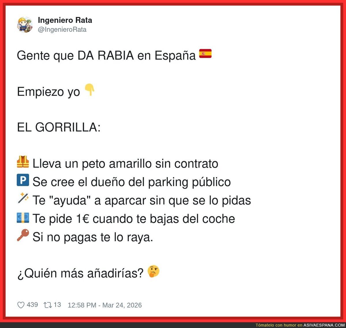 El gorrilla: el &uacute;nico aut&oacute;nomo que te cobra por mirarte aparcar