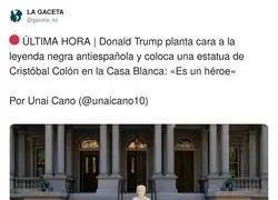 Trump metiendo a Col&oacute;n en la Casa Blanca como si fuera decoraci&oacute;n de Zara Home
