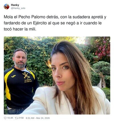 Se cree Rambo porque lleva sudadera ajust&aacute;, pero si suena un petardo pide tregua