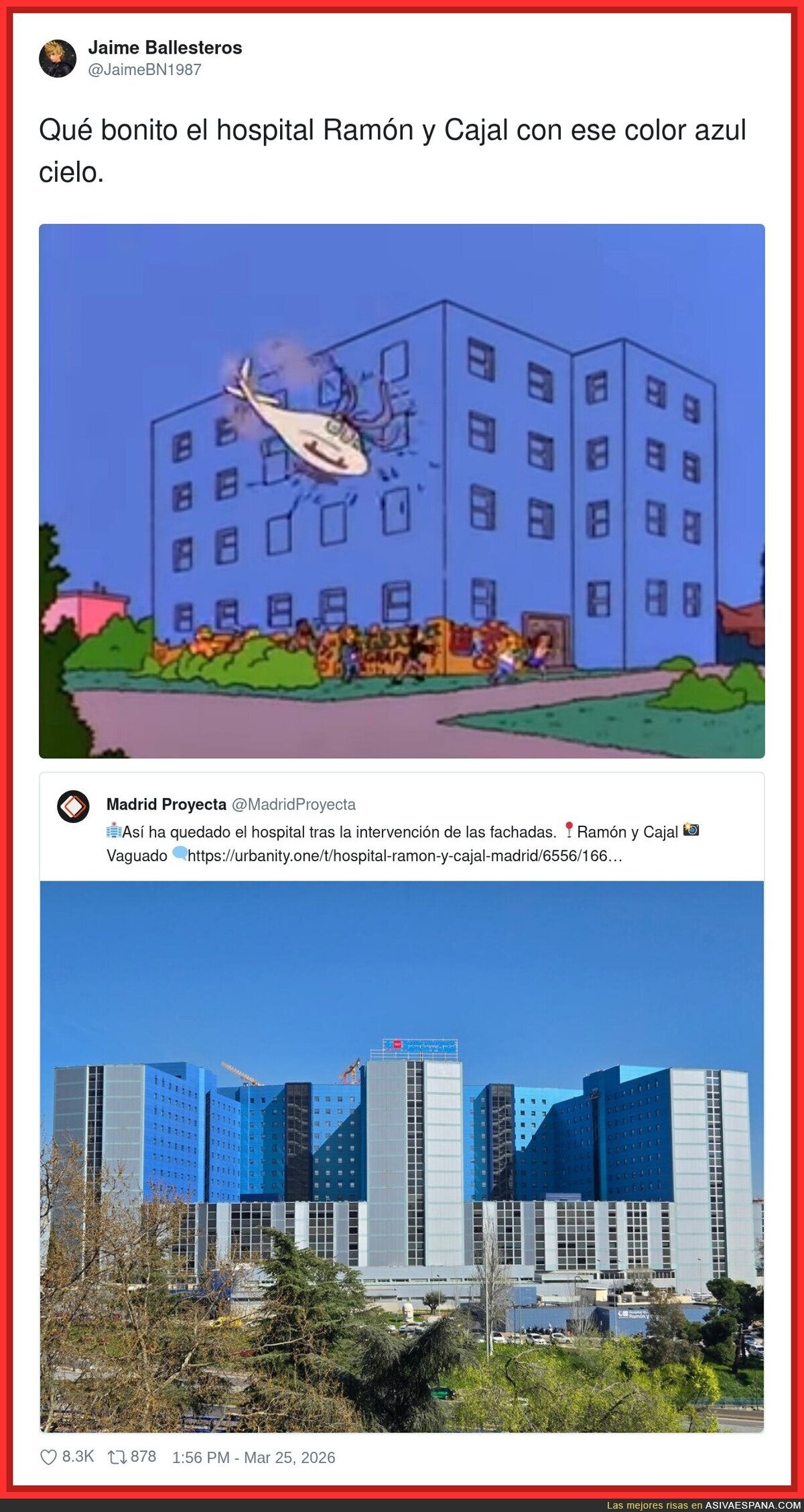 Han pintado el Ram&oacute;n y Cajal color &lsquo;te esperamos en Urgencias, pero con ganas&rsquo;