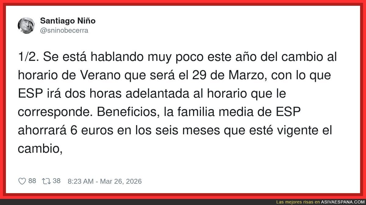 Nos quitan una hora de vida para ahorrarnos 6&euro;&hellip; el chollo del siglo, vamos