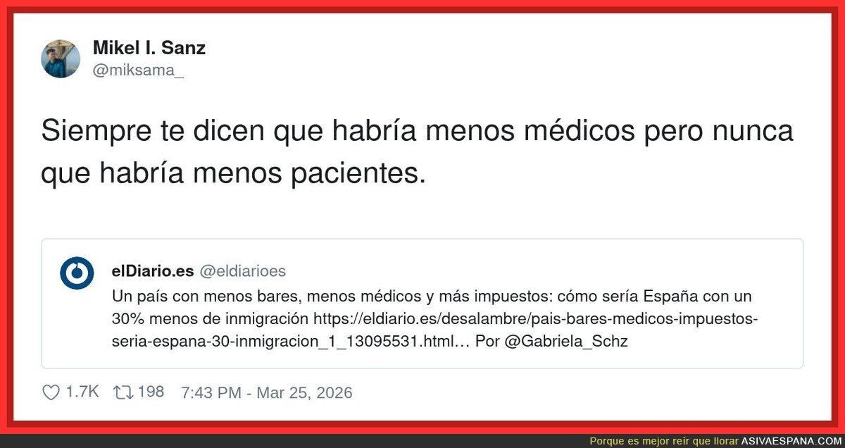 Si faltan m&eacute;dicos, igual es porque tambi&eacute;n faltan pacientes&hellip; pero eso no vende titulares