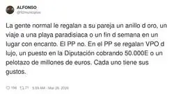Yo queriendo flores y me van a regalar una VPO de lujo y un puestito en la Diputaci&oacute;n, qu&eacute; pereza