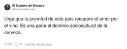 La juventud no ha perdido el amor por el vino, ha perdido el sueldo para pagarlo