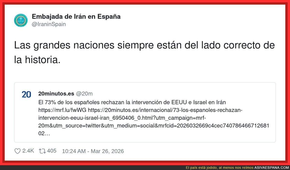 Las grandes naciones siempre est&aacute;n del lado correcto de la historia