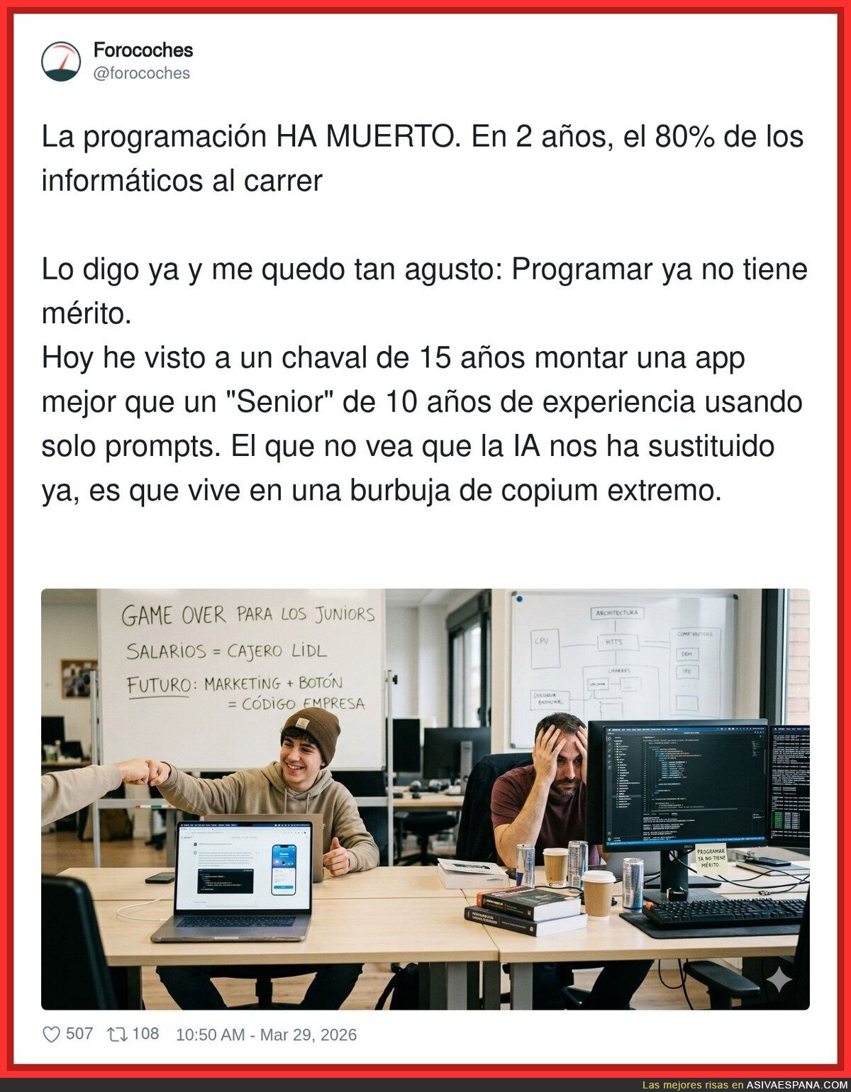El futuro del programador: pedirle a la IA que te quite el curro con educaci&oacute;n