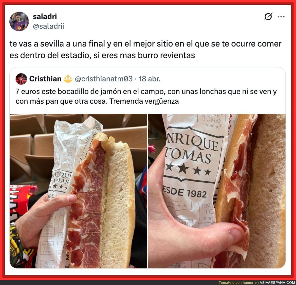 Recordatorio: no os gast&eacute;is la pasta en comida de estadios, conciertos...