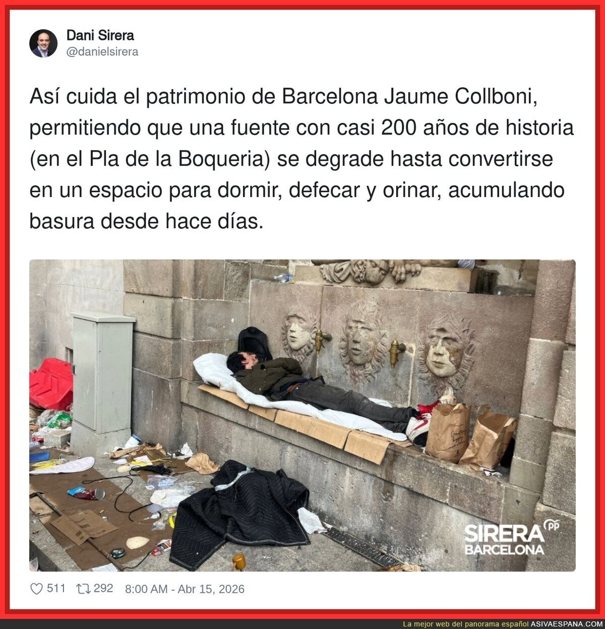 As&iacute; est&aacute; Barcelona, entre la Colau y Jaume Collboni, una pocilga