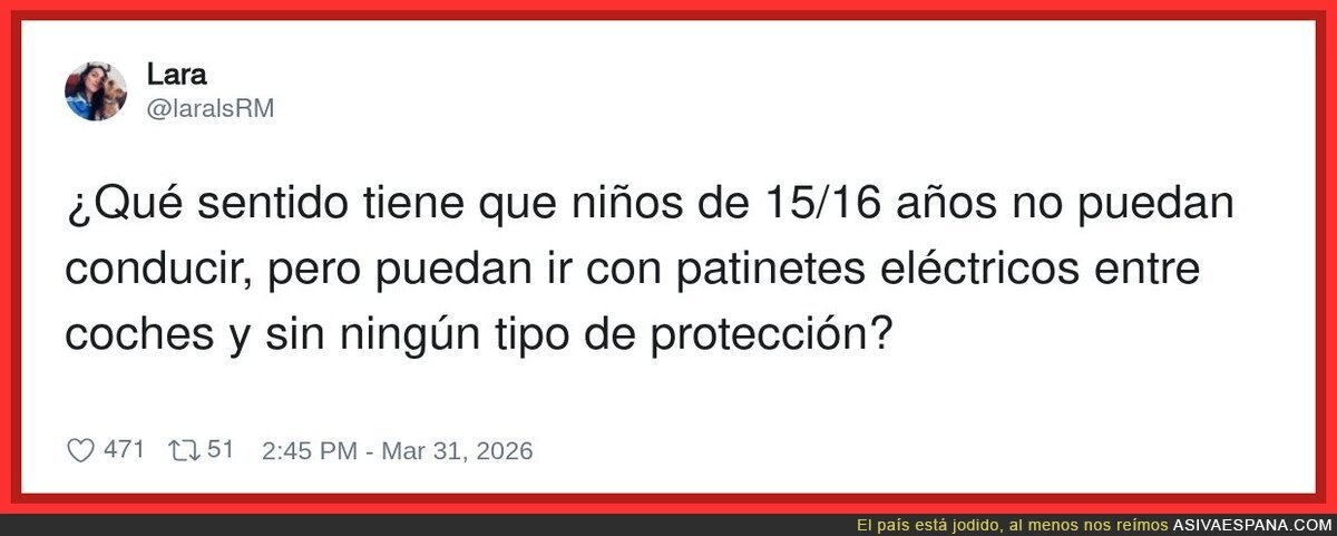 Con el coche no, que es peligroso&hellip; mejor su&eacute;ltale un misil con ruedas sin casco y a rezar