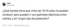 Con el coche no, que es peligroso&hellip; mejor su&eacute;ltale un misil con ruedas sin casco y a rezar