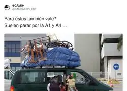 No van cargados, se llevan media casa a cuestas