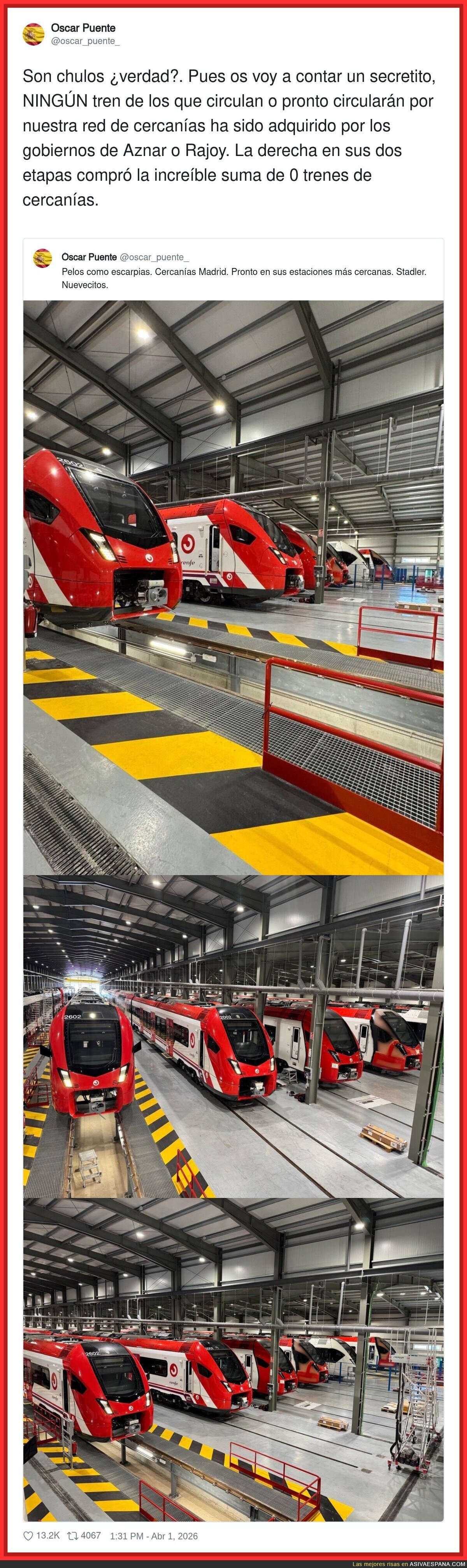 La derecha: &ldquo;no compramos trenes&rdquo;, pero el 0 lo ponen en may&uacute;sculas y bien orgullosos