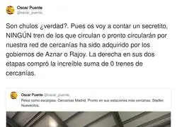 La derecha: &ldquo;no compramos trenes&rdquo;, pero el 0 lo ponen en may&uacute;sculas y bien orgullosos
