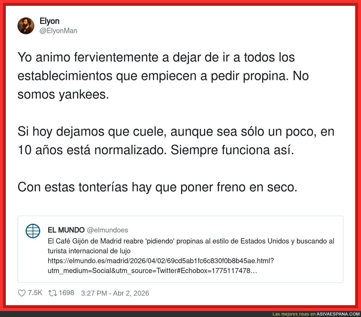 En Espa&ntilde;a la propina es opcional: va en la misma carpeta que la puntualidad