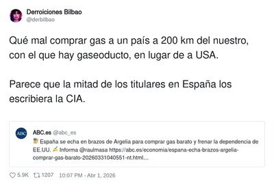ABC: "Espa&ntilde;a se echa en brazos de Argelia" &mdash; tambi&eacute;n ABC cuando compra a Texas: "libertad"
