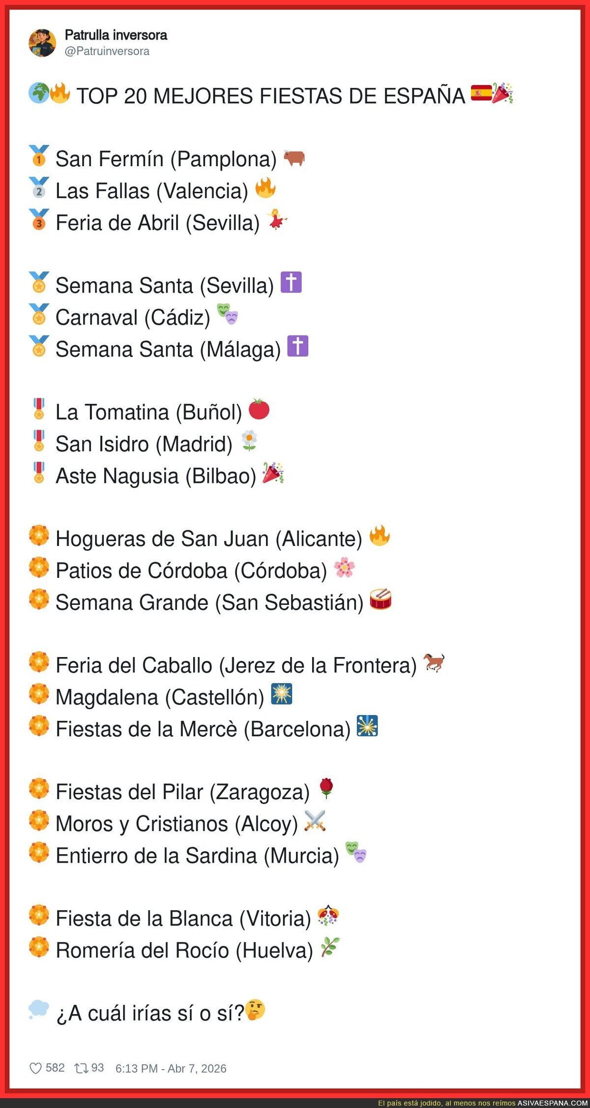 TOP 20 MEJORES FIESTAS DE ESPA&Ntilde;A. &iquest;Cu&aacute;l es la mejor para ti