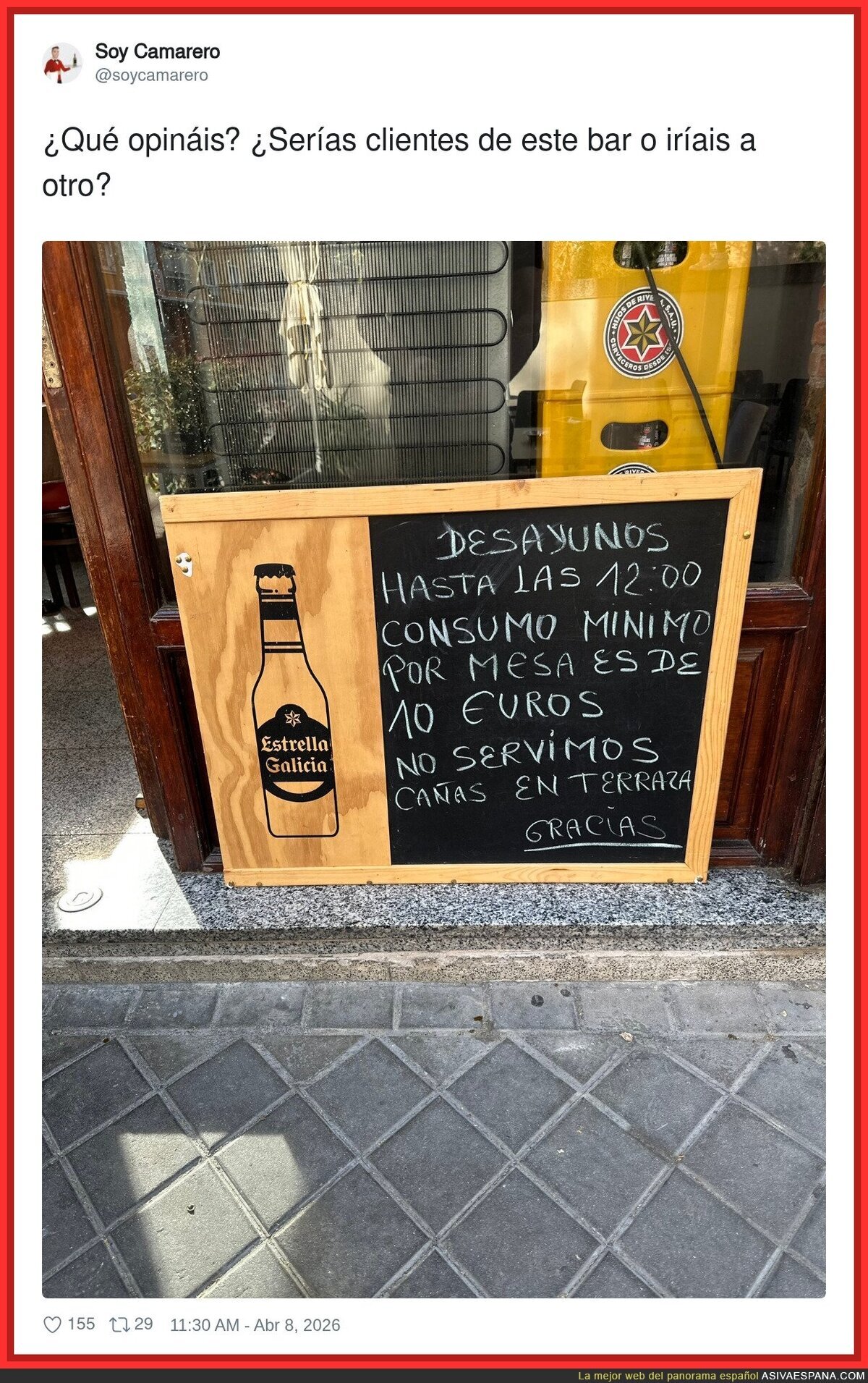 Ser&aacute; por bares en Espa&ntilde;a