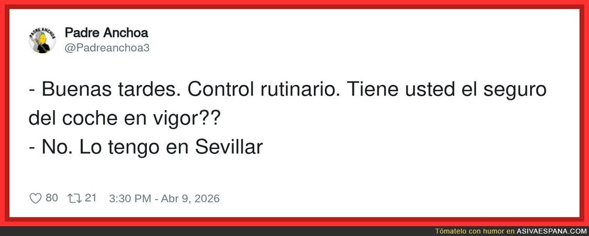 Mi seguro no est&aacute; en vigor, est&aacute; en sevillar